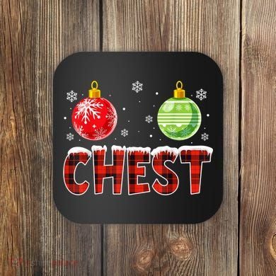 Chest Nuts Matching Chestnuts Funny Christmas Couples Chest Coaster