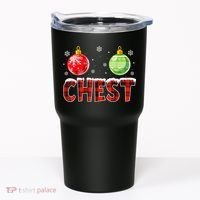 Chest Nuts Matching Chestnuts Funny Christmas Couples Chest Tumbler thumb 0