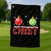 Chest Nuts Matching Chestnuts Funny Christmas Couples Chest Golf Towel thumb 1