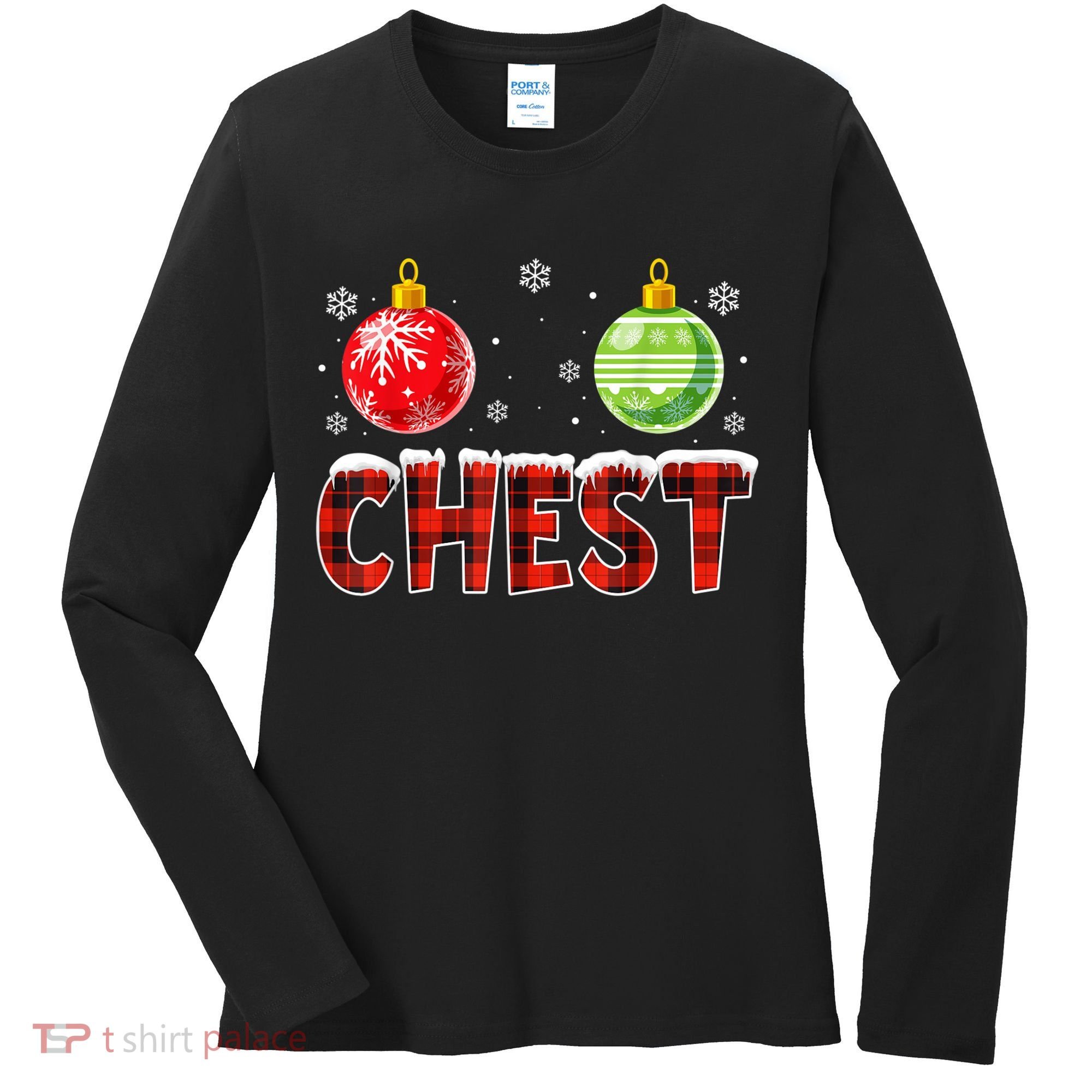 Chest Nuts Matching Chestnuts Funny Christmas Couples Chest Women's Long Sleeve Shirt
