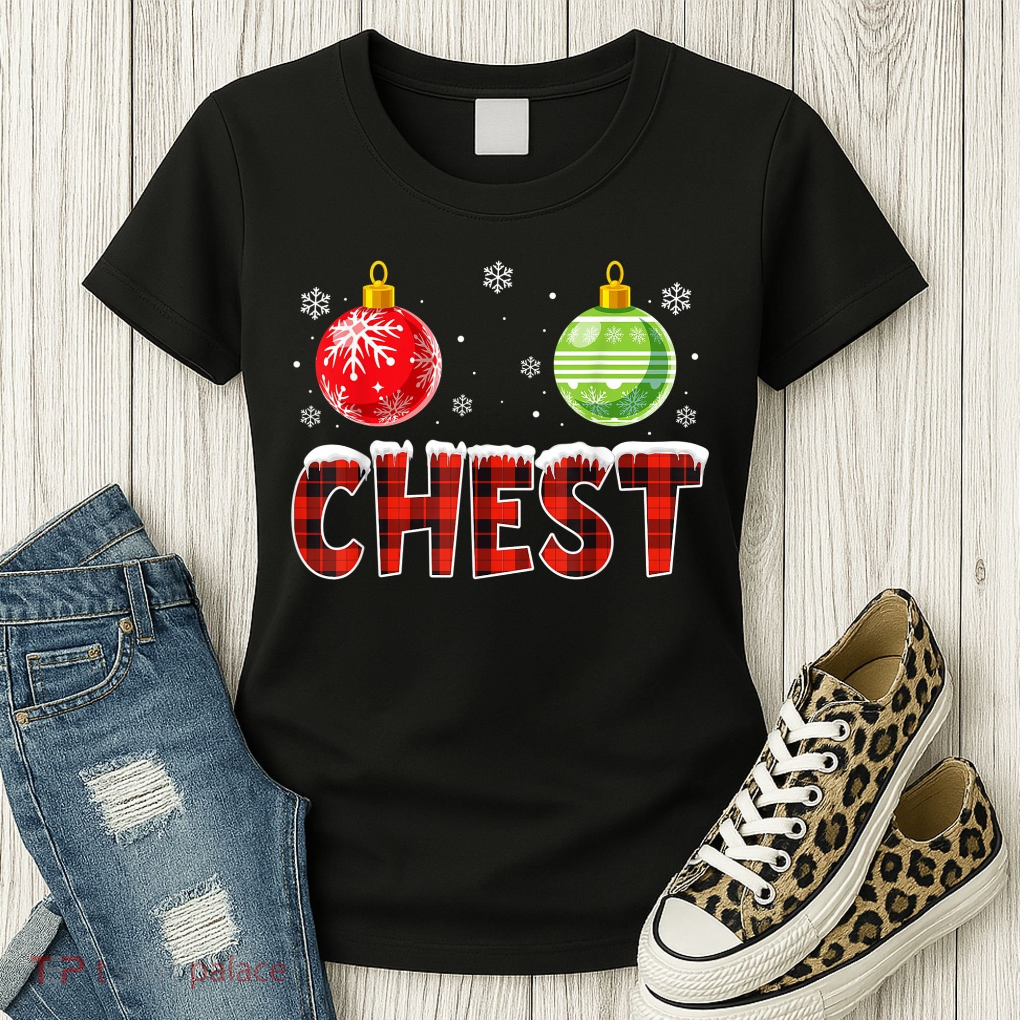 Chest Nuts Matching Chestnuts Funny Christmas Couples Chest Women's T-Shirt