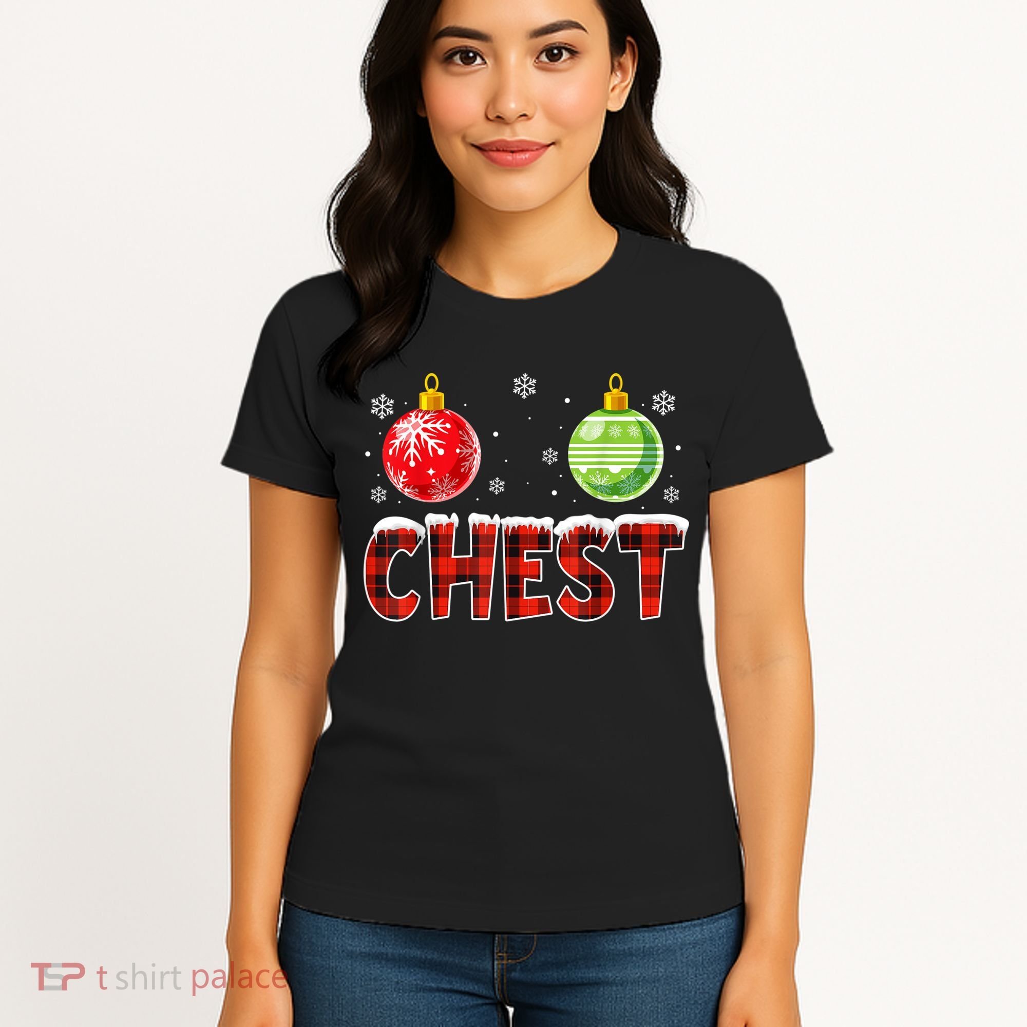 Chest Nuts Matching Chestnuts Funny Christmas Couples Chest Women's T-Shirt