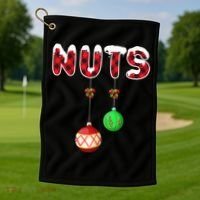 Chest Nuts Matching Christmas Pajamas For Couples Adults Golf Towel thumb 1