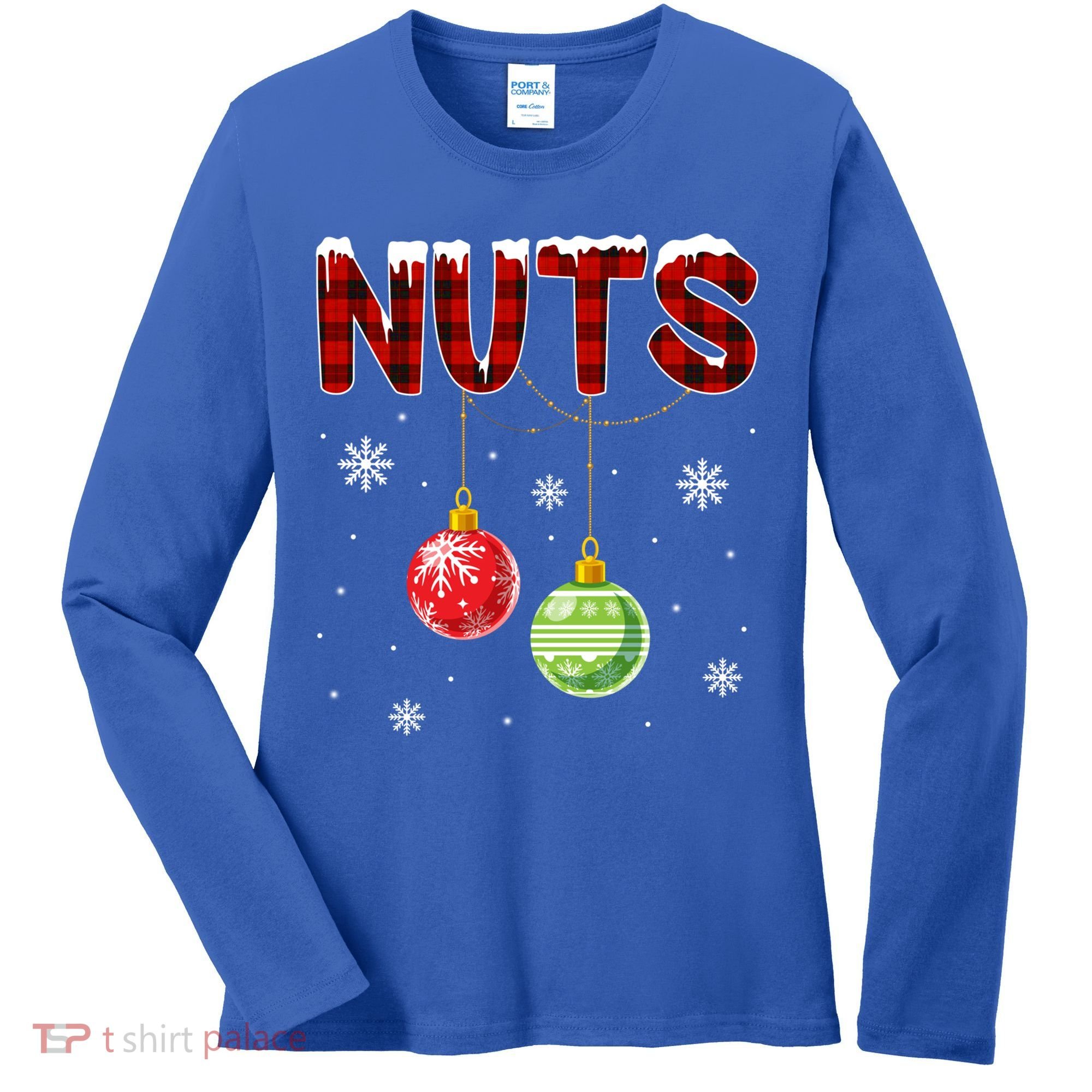 Chest Nuts Matching Chestnuts Funny Christmas Couples Nuts Gift Women's Long Sleeve Shirt