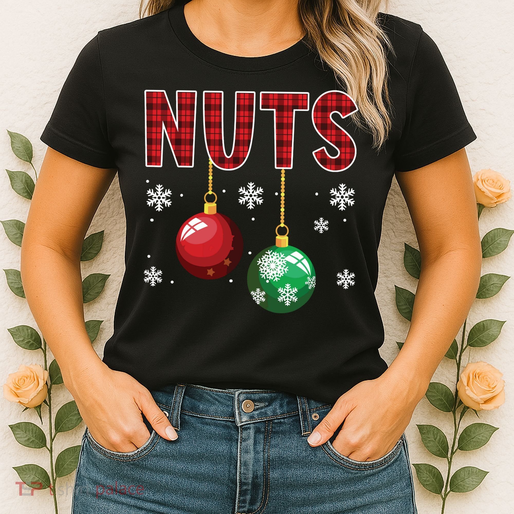 Chest Nuts Matching Chestnuts Funny Christmas Couples Nuts Women's T-Shirt