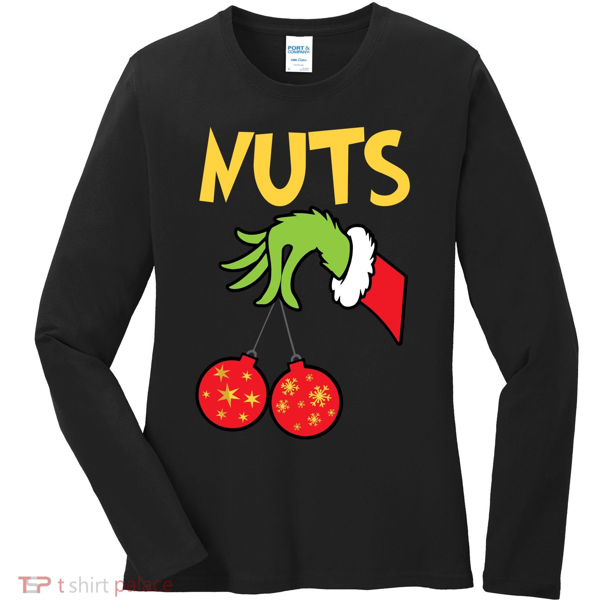 Chest Nuts Matching Chestnuts Funny Christmas Couples Nuts Women's Long Sleeve Shirt