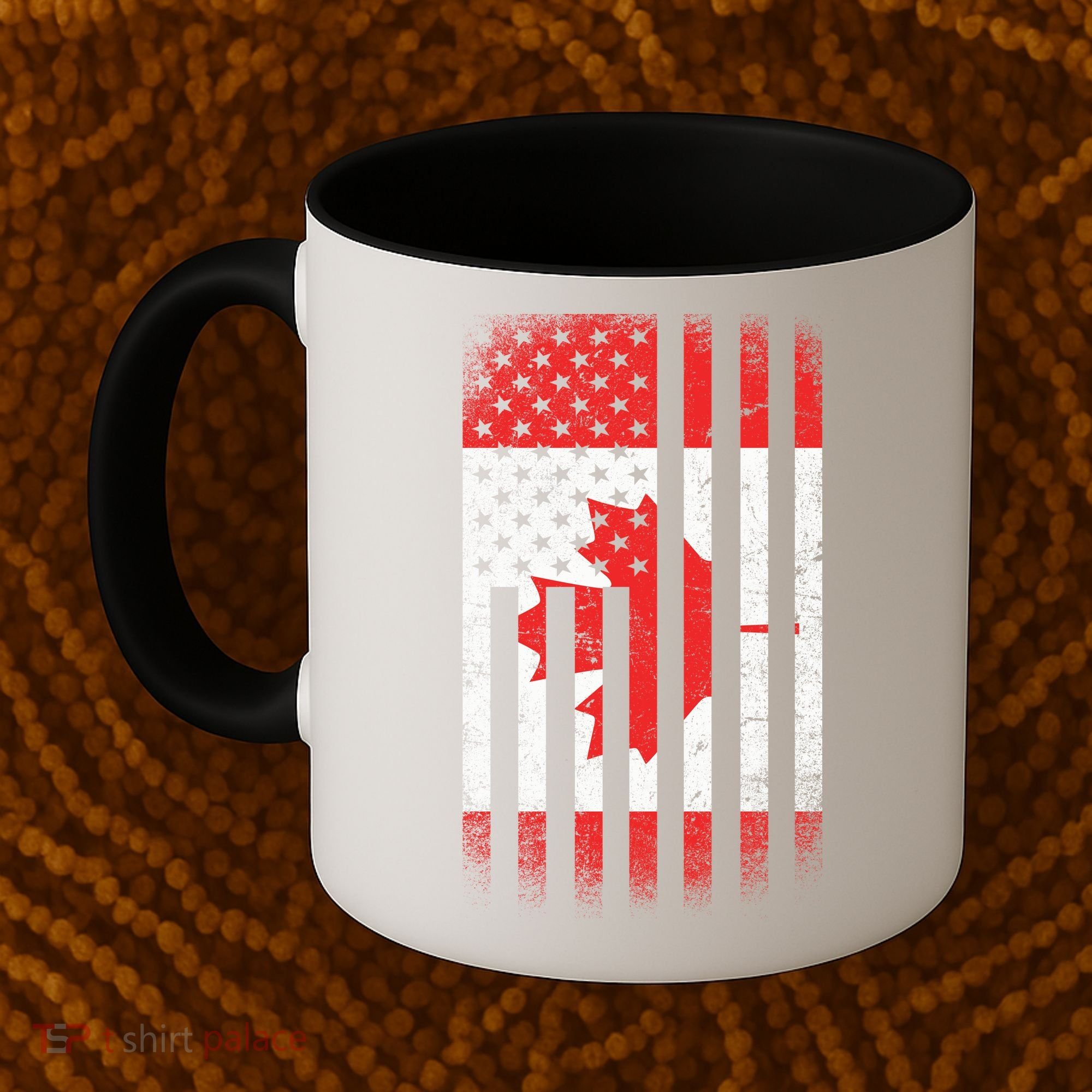 Canada Usa Mashup Maple Leaf Retro Flag Coffee Mug