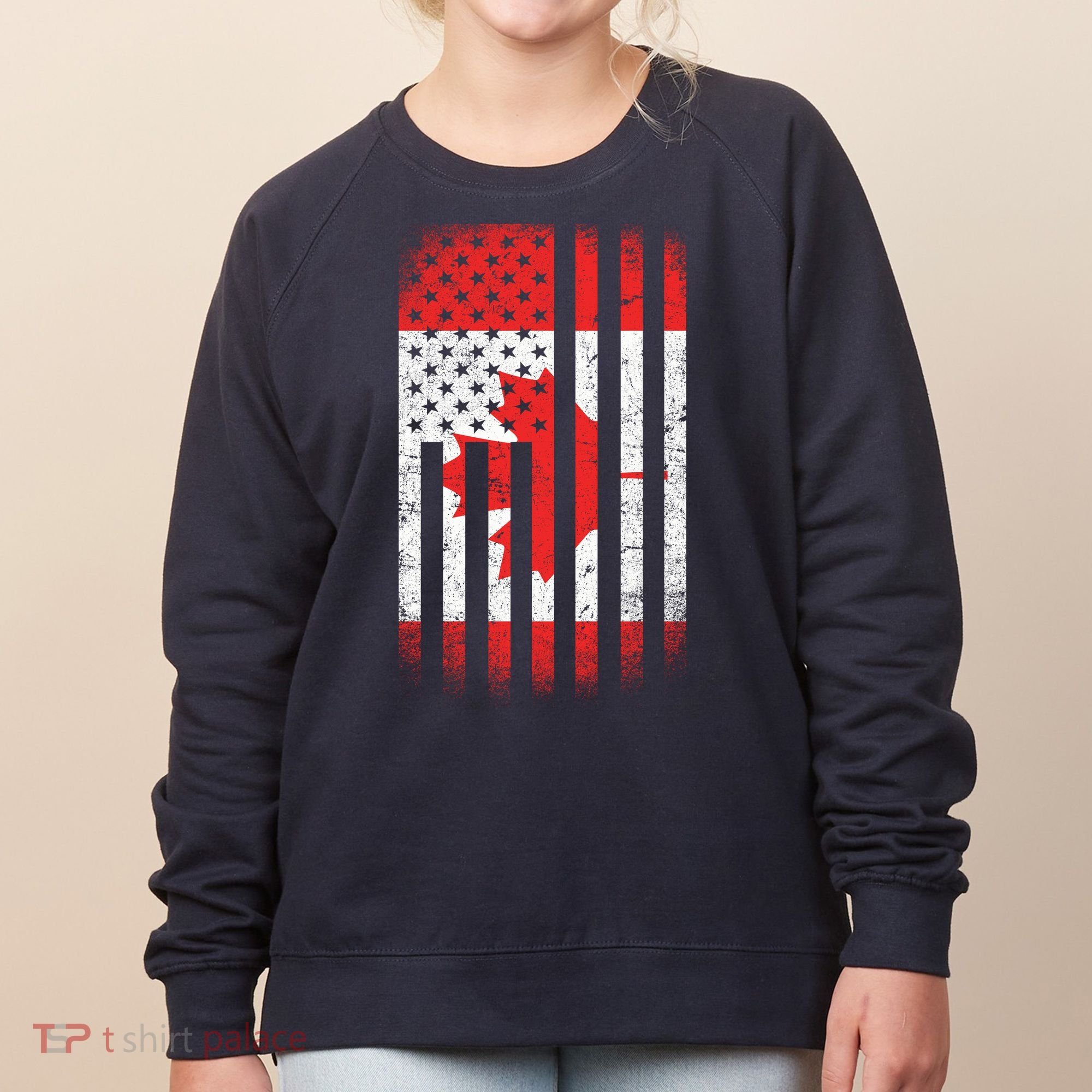 Canada Usa Mashup Maple Leaf Retro Flag Women's Sweatshirt