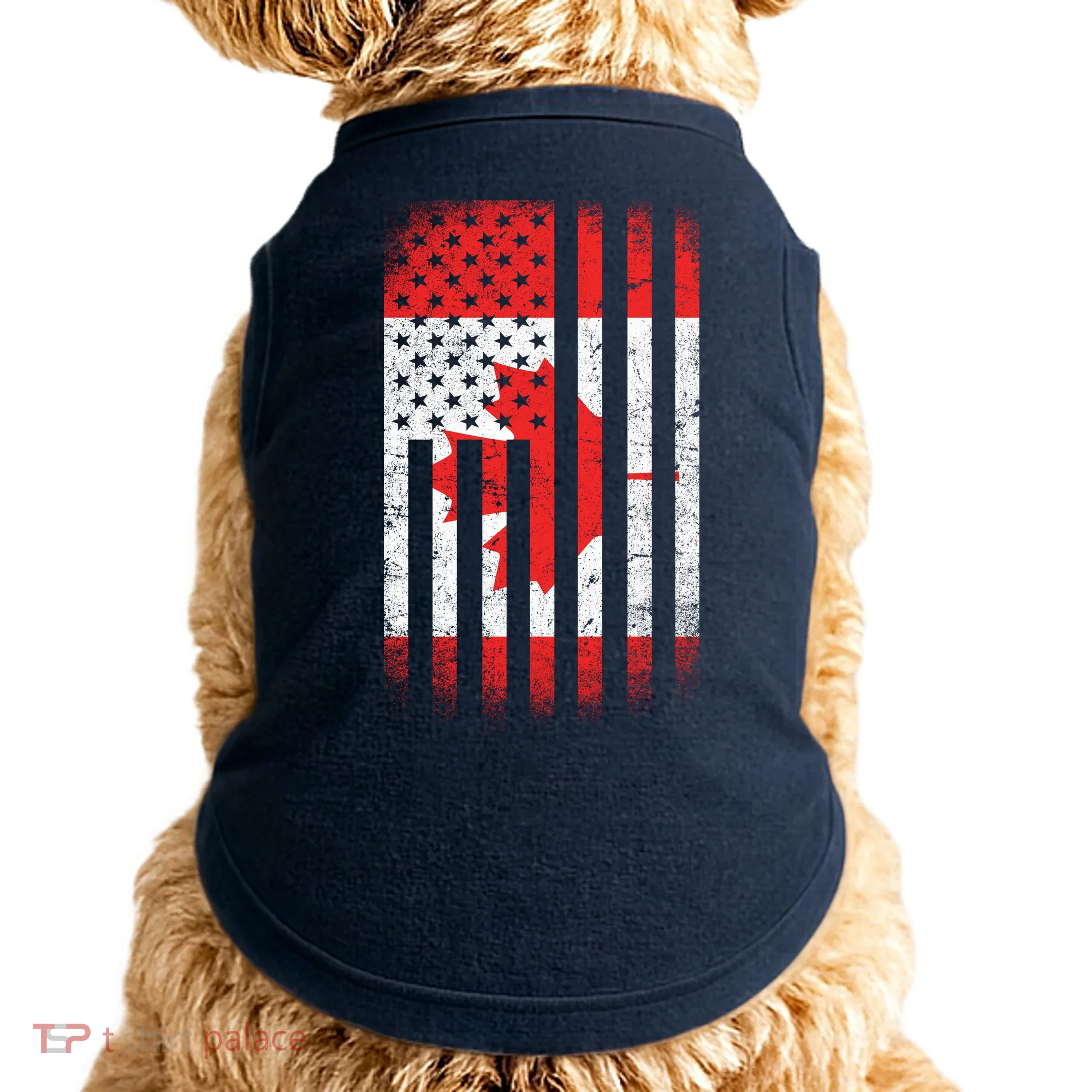Canada Usa Mashup Maple Leaf Retro Flag Doggie Tank