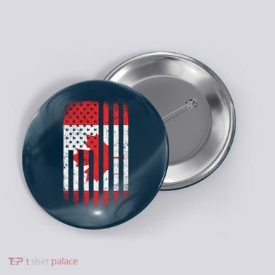 Canada Usa Mashup Maple Leaf Retro Flag Button