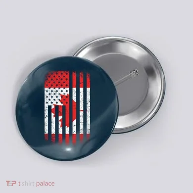 Canada Usa Mashup Maple Leaf Retro Flag Button
