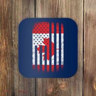 Canada Usa Mashup Maple Leaf Retro Flag Coaster