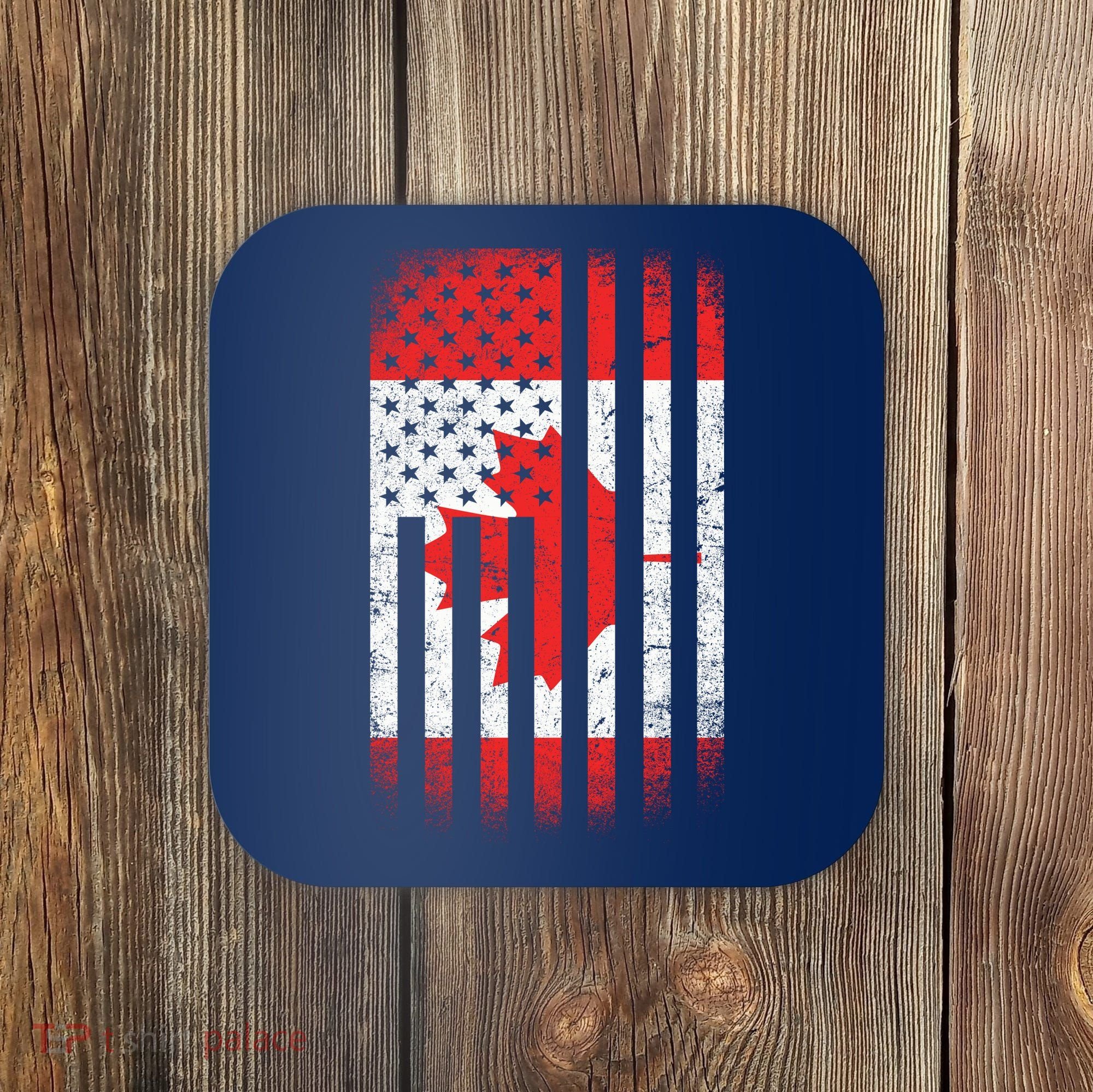 Canada Usa Mashup Maple Leaf Retro Flag Coaster