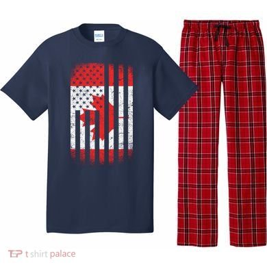 Canada Usa Mashup Maple Leaf Retro Flag Pajama Set