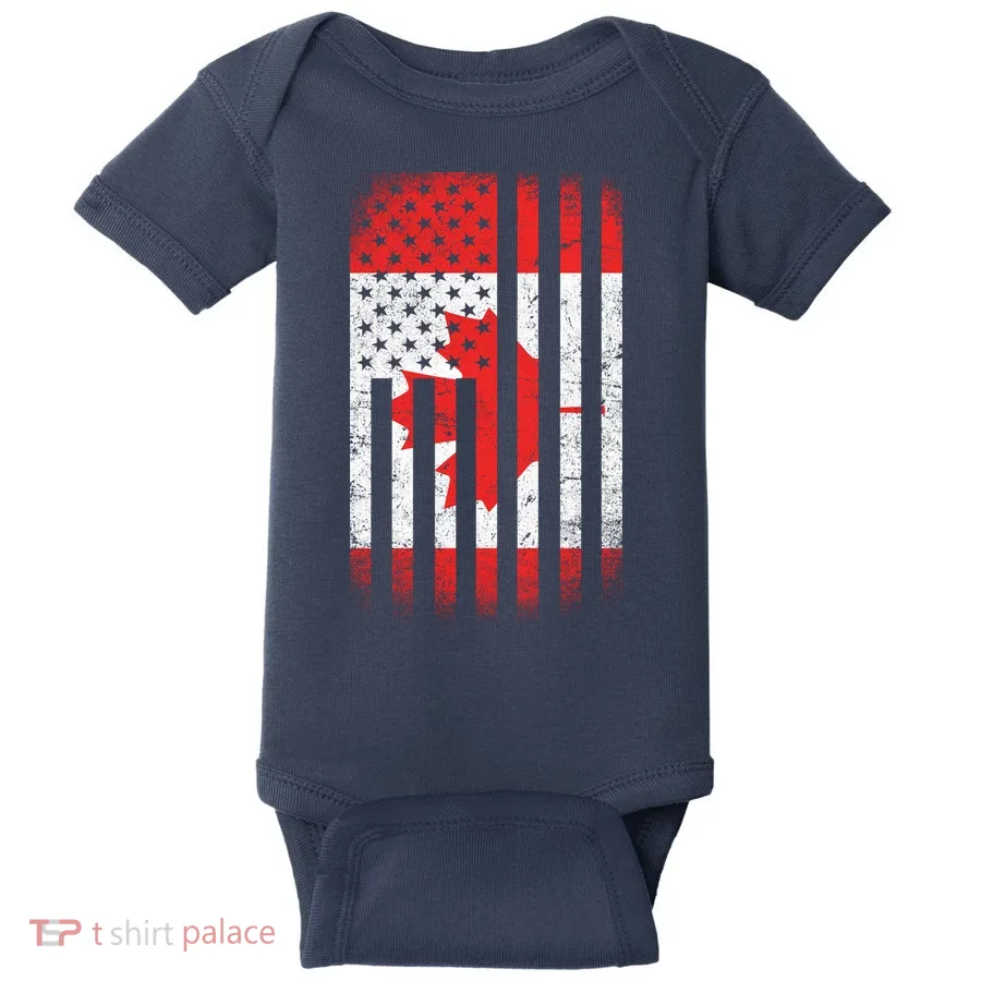 Canada Usa Mashup Maple Leaf Retro Flag Baby Bodysuit