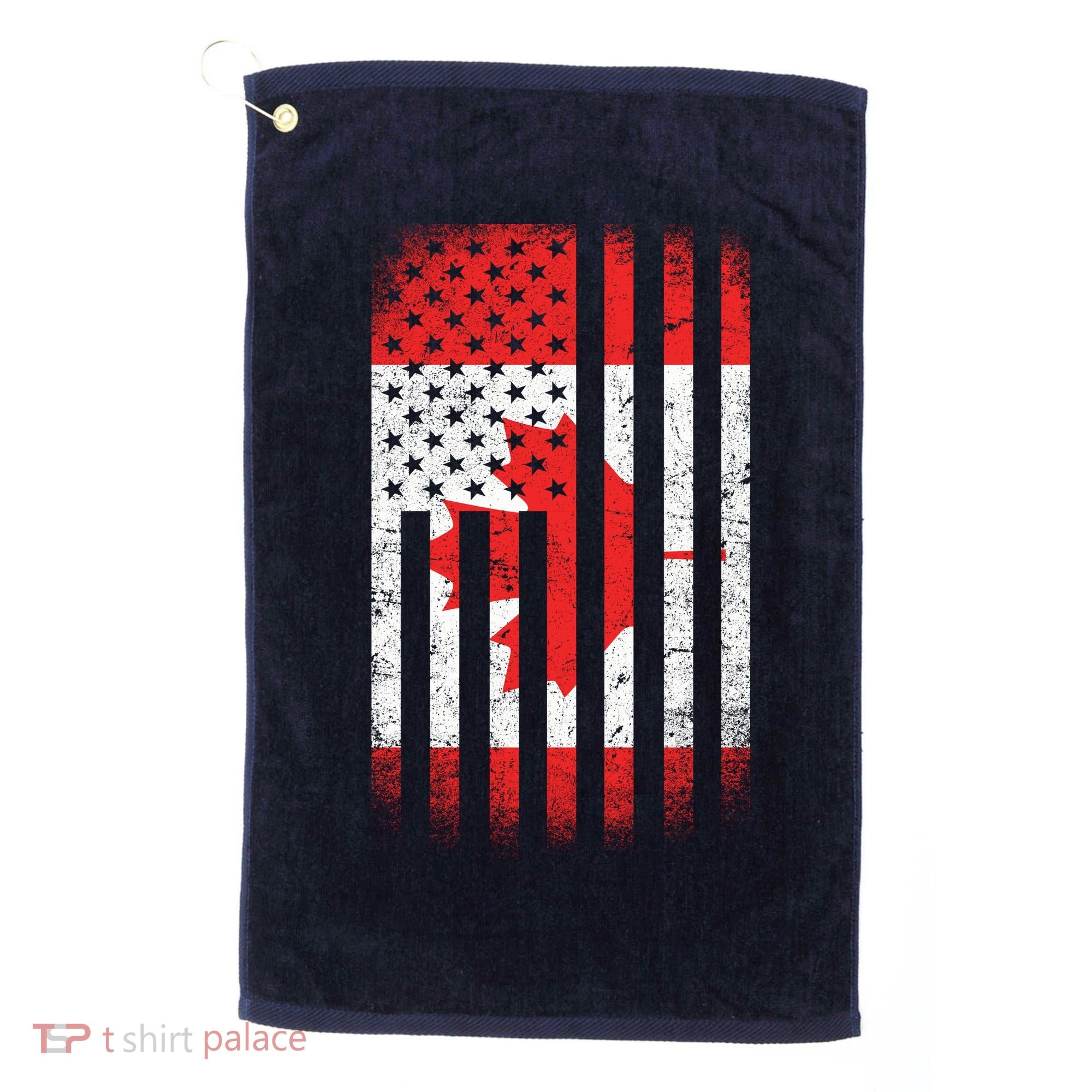 Canada Usa Mashup Maple Leaf Retro Flag Golf Towel