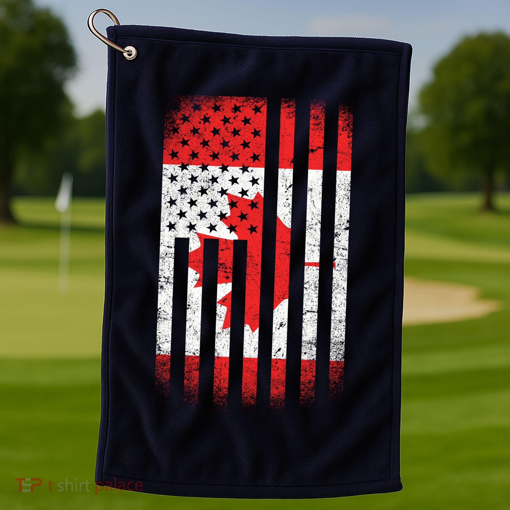 Canada Usa Mashup Maple Leaf Retro Flag Golf Towel