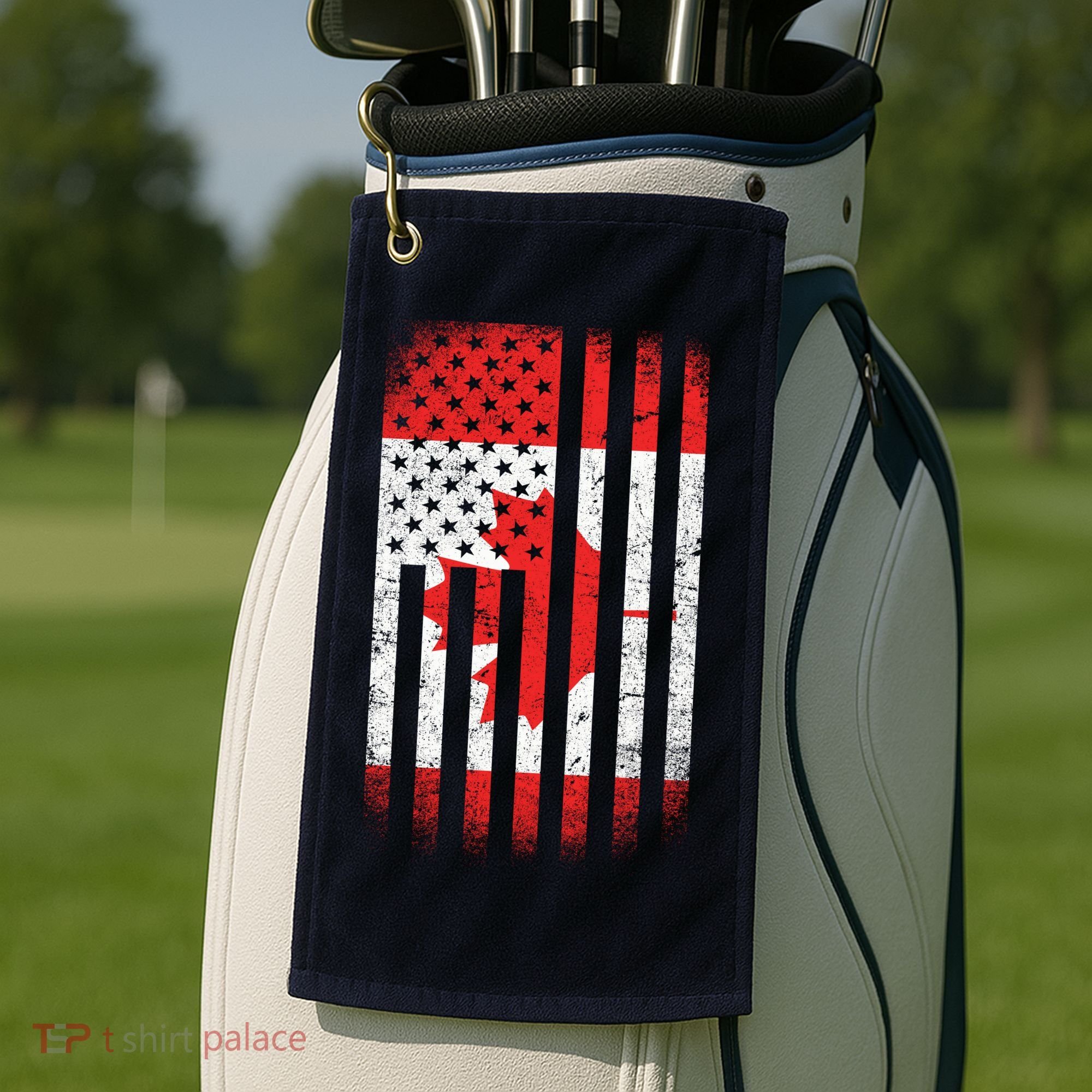Canada Usa Mashup Maple Leaf Retro Flag Golf Towel