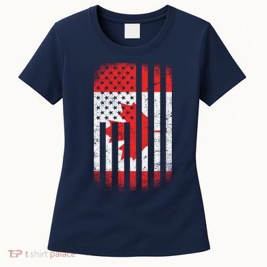 Canada Usa Mashup Maple Leaf Retro Flag Women's T-Shirt