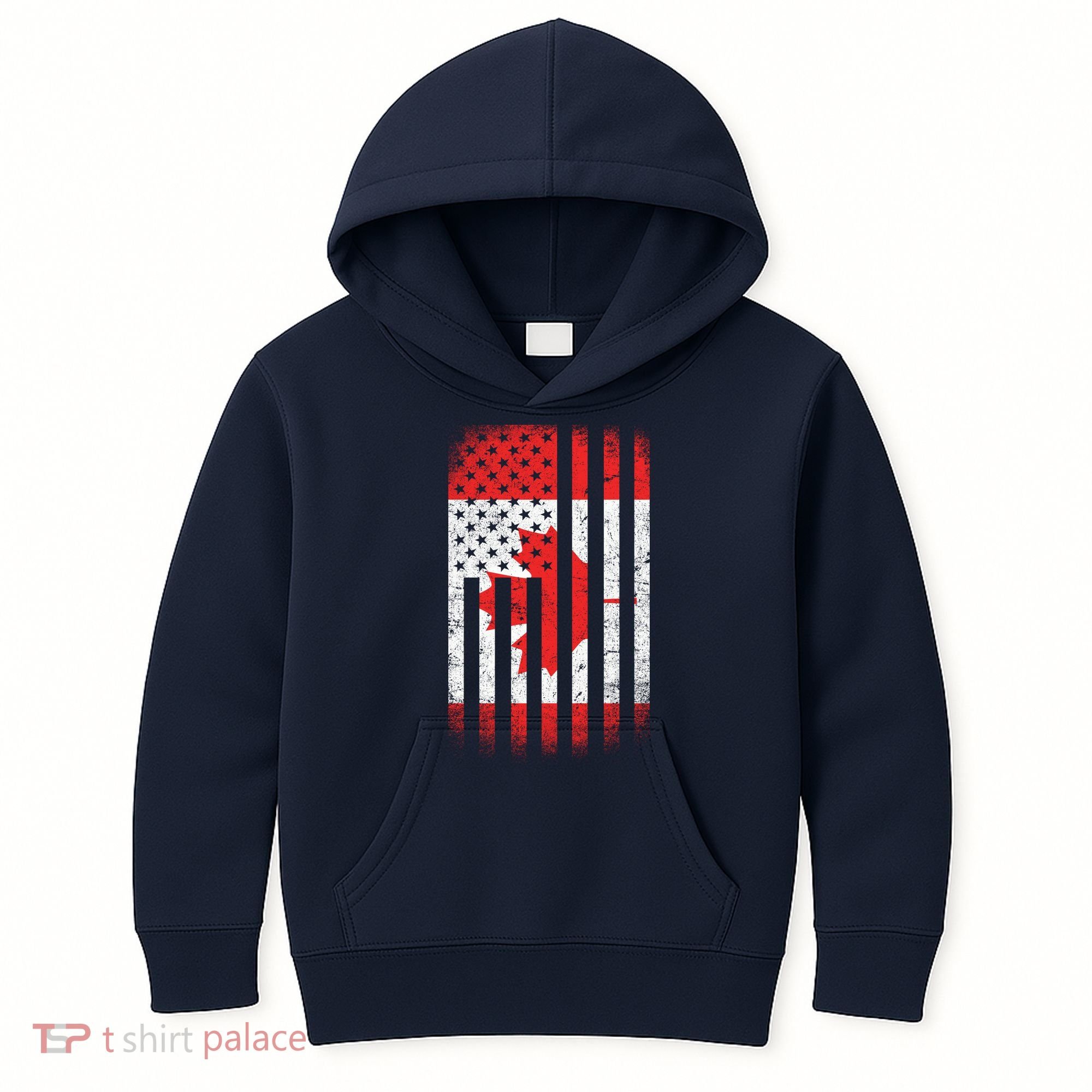 Canada Usa Mashup Maple Leaf Retro Flag Kids Hoodie