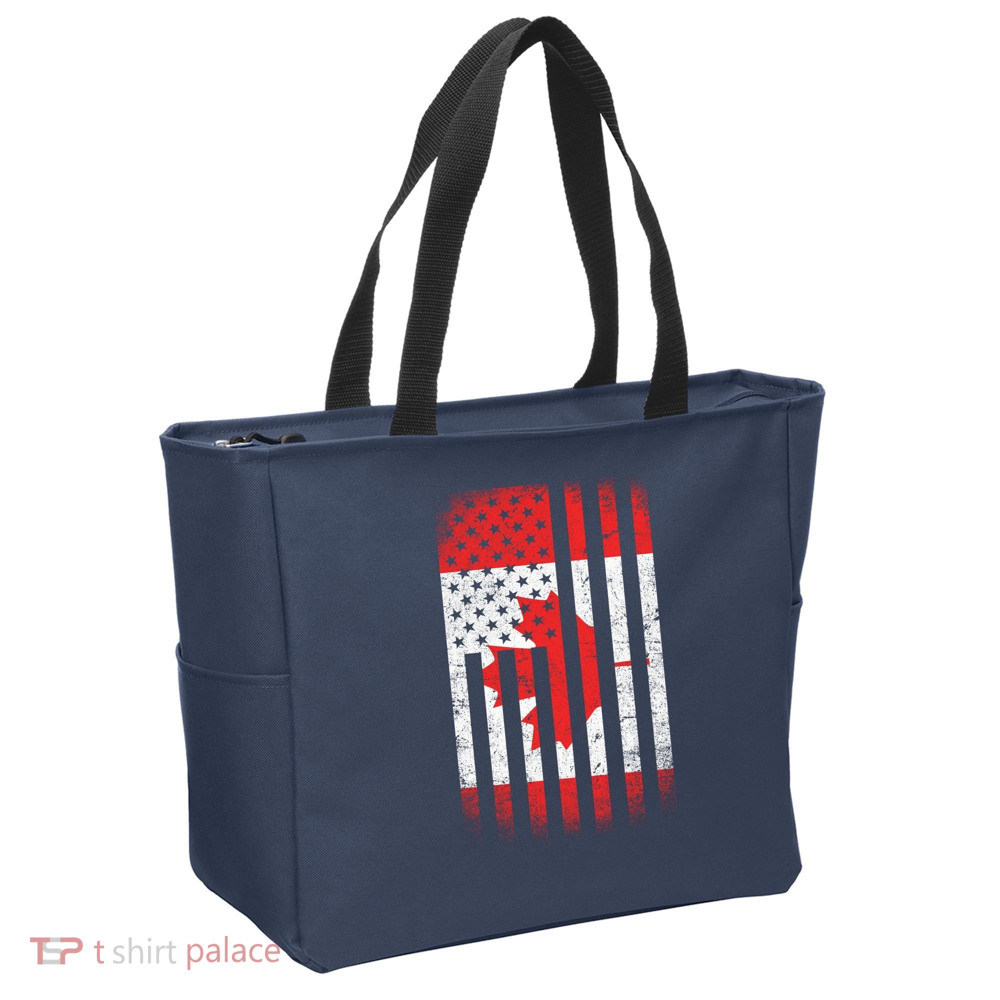 Canada Usa Mashup Maple Leaf Retro Flag Tote Bag