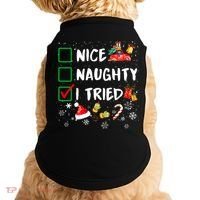 Christmas Nice Naughty I Tried Xmas Tree Light Doggie Tank thumb 0