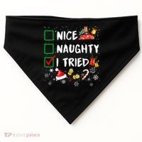Christmas Nice Naughty I Tried Xmas Tree Light USA-Made Doggie Bandana thumb 0