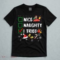 Christmas Nice Naughty I Tried Xmas Tree Light T-Shirt thumb 5