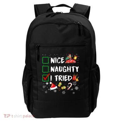 Christmas Nice Naughty I Tried Xmas Tree Light Backpack