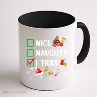 Christmas Nice Naughty I Tried Xmas Tree Light Coffee Mug thumb 1