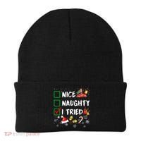 Christmas Nice Naughty I Tried Xmas Tree Light Beanie thumb 0