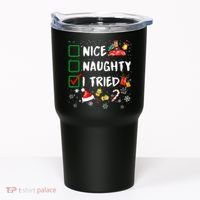 Christmas Nice Naughty I Tried Xmas Tree Light Tumbler thumb 0