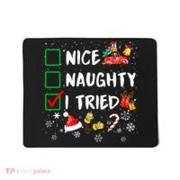 Christmas Nice Naughty I Tried Xmas Tree Light Mousepad thumb 0