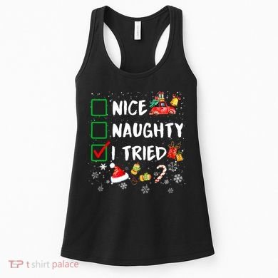 Christmas Nice Naughty I Tried Xmas Tree Light Women's Tank Top
