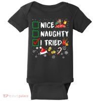 Christmas Nice Naughty I Tried Xmas Tree Light Baby Bodysuit thumb 0