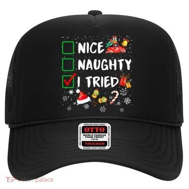 Christmas Nice Naughty I Tried Xmas Tree Light Hat