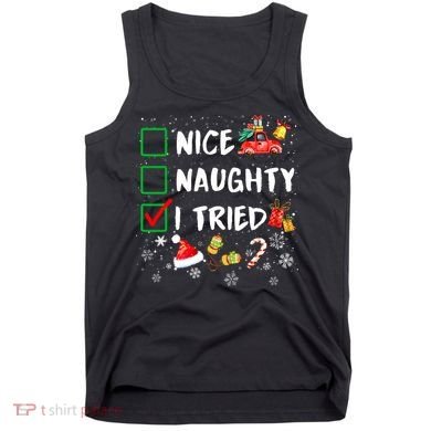 Christmas Nice Naughty I Tried Xmas Tree Light Tank Top