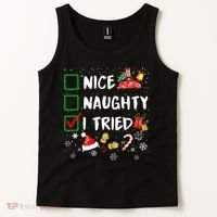 Christmas Nice Naughty I Tried Xmas Tree Light Tank Top thumb 2