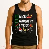 Christmas Nice Naughty I Tried Xmas Tree Light Tank Top thumb 3
