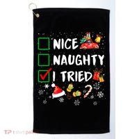 Christmas Nice Naughty I Tried Xmas Tree Light Golf Towel thumb 0