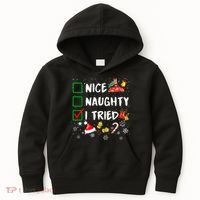 Christmas Nice Naughty I Tried Xmas Tree Light Kids Hoodie thumb 0