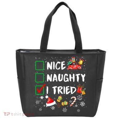 Christmas Nice Naughty I Tried Xmas Tree Light Tote Bag