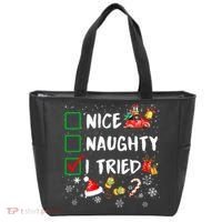 Christmas Nice Naughty I Tried Xmas Tree Light Tote Bag thumb 0