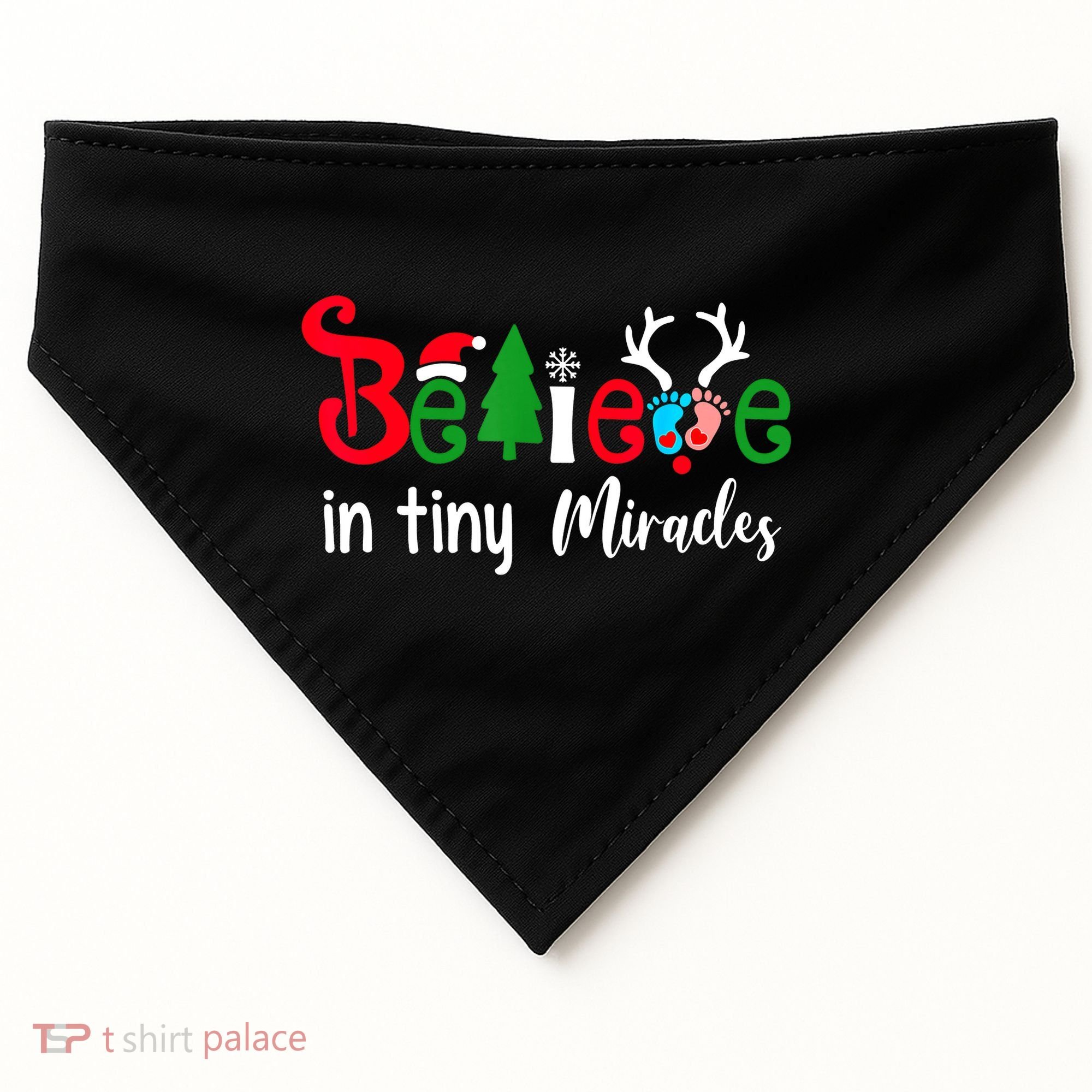 Christmas Nicu Nurse Believe In Tiny Miracles USA-Made Doggie Bandana
