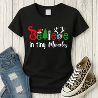Christmas Nicu Nurse Believe In Tiny Miracles Women's T-Shirt thumb 3