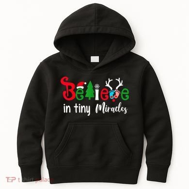 Christmas Nicu Nurse Believe In Tiny Miracles Kids Hoodie