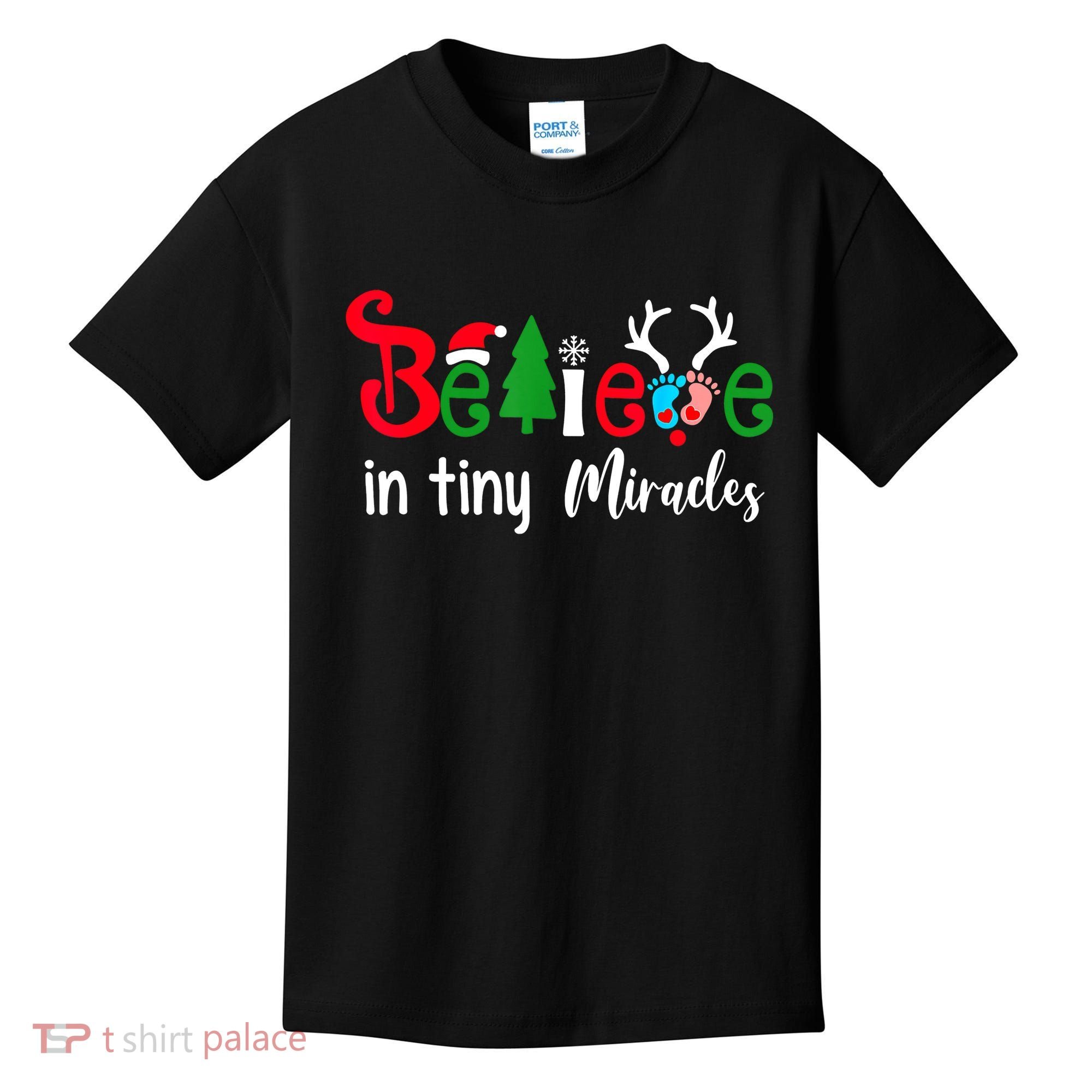 Christmas Nicu Nurse Believe In Tiny Miracles Kids T-Shirt