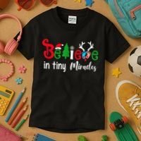 Christmas Nicu Nurse Believe In Tiny Miracles Kids T-Shirt thumb 3