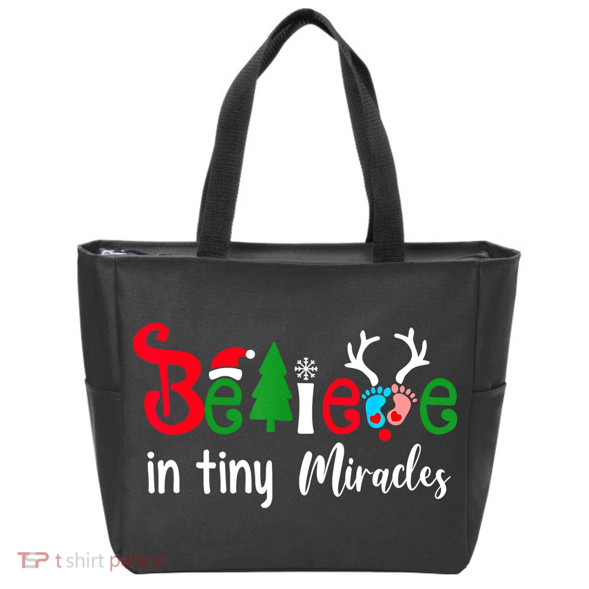 Christmas Nicu Nurse Believe In Tiny Miracles Tote Bag