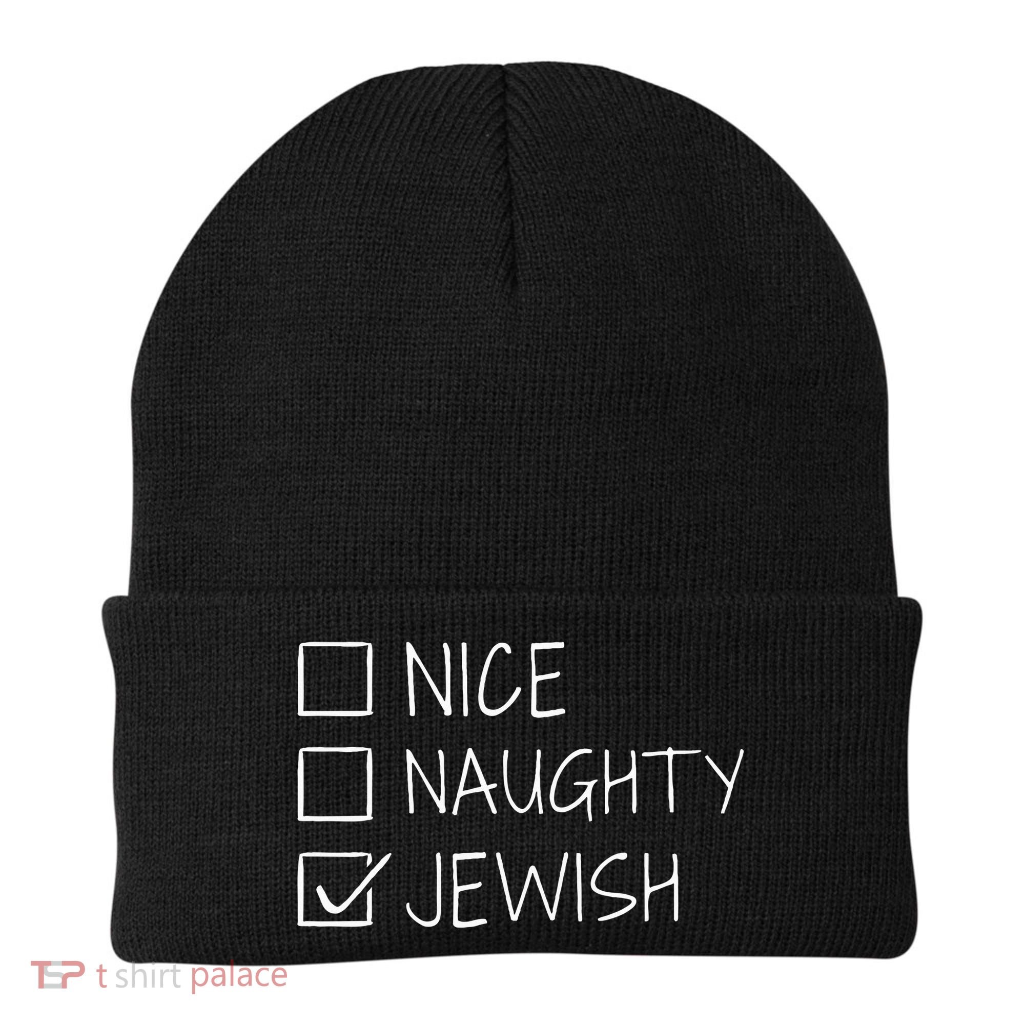 christmas nice naughty jewish for hanukkah hebrew  Beanie